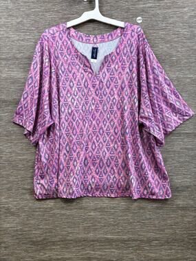 Swimsuits For All Cover Up Womens Size 34/36 Pink Geometric Print Plus Stretch